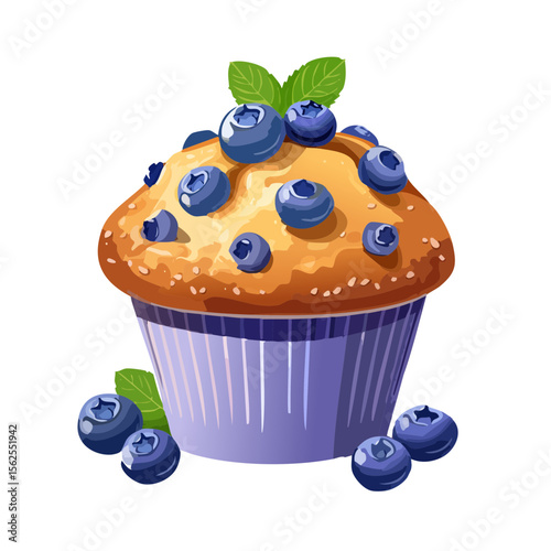 Blueberry Muffin Isolated on a Transparent Background