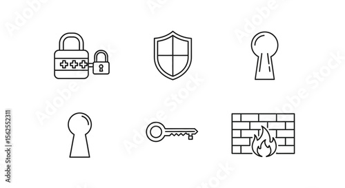 Vector security safety protection lock key firewall concept for secure systems and data access control design