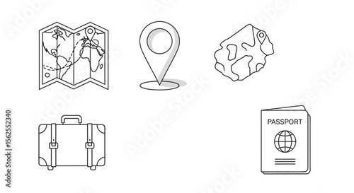 Vector travel essentials checklist planning a trip with map passport location suitcase and adventure gear for vacation