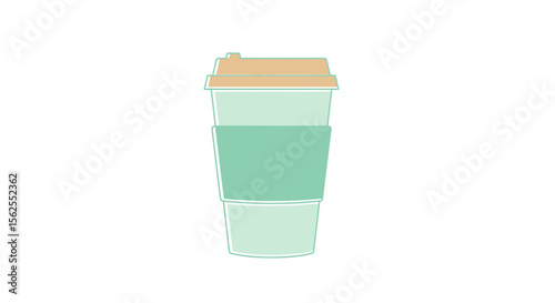 Vector illustration of a mint green coffee cup with lid for cafe drink takeaway and coffee shop branding design