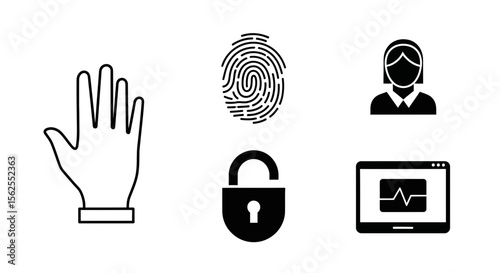 Vector biometric authentication security system featuring fingerprint hand scan and data protection technology access control