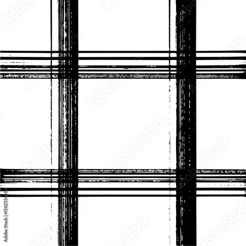 Minimilist distressed black and white grid pattern with horizontal and vertical lines creating a checkered design effect vector