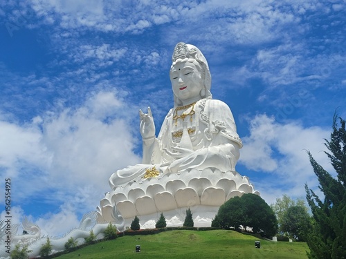 Wat Huay Pla Kang Thailand giant Buddha Statue, Kuan Im in Chiang Rai