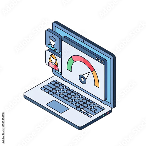 Laptop showing diagnostics and patient health report.
