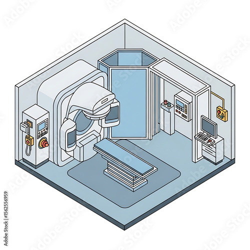 Radiology room with imaging machines for diagnostics.
