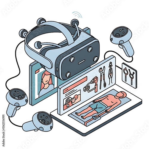 VR-based medical training with surgery simulation tools.