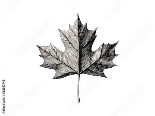 Autumn maple leaf botanical engraving, vintage floral sketch, eco-friendly hand-drawn art, nature tree illustration, rustic woodland print, old engraving style, seasonal foliage decor