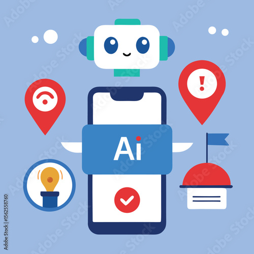 Smart Home and Shopping Bot Vector with AI Features