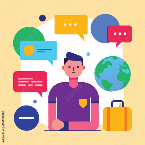Modern Chatbot Communicating with AI Speech Bubbles