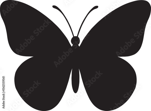 Butterfly Silhouette Vector – Black Insect Icon Illustration