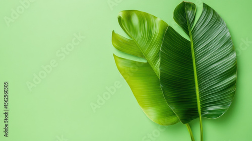 Minimal tropical, A banana leaf unfurling on a light neutral background.