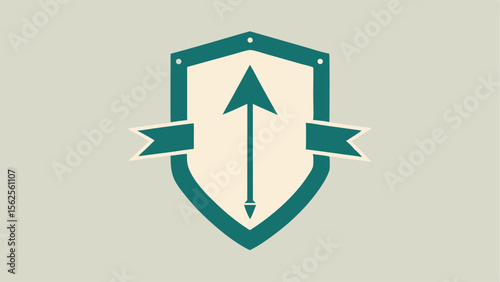 Upward arrow design within a shield suitable for various conceptual projects