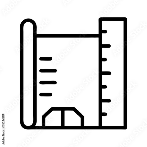 Blueprint of building design with ruler and measurements  