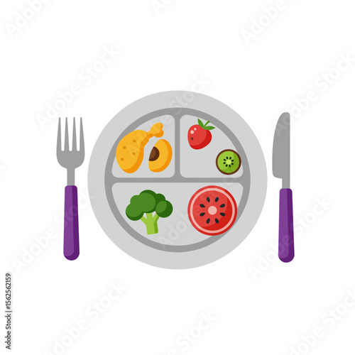 A Balanced Meal on a Plate Showing Proper Portion Sizes for a Healthy Diet