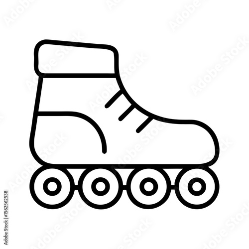 Roller skate icon in minimal black line art design  