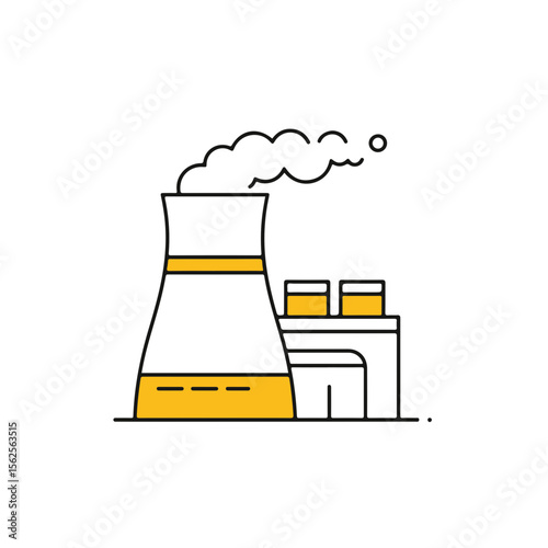 Illustration of a modern power plant, symbolizing industry and environmental issues.