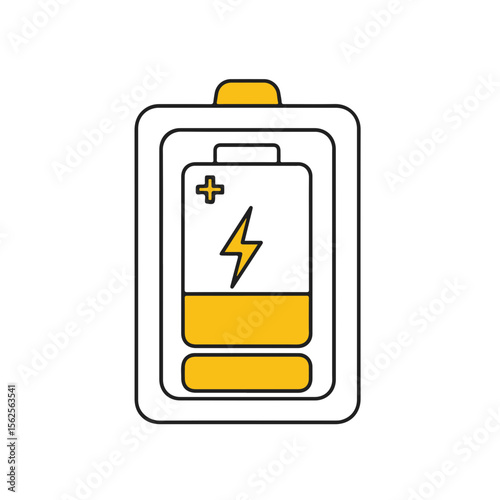 Charged battery indicating energy and power.