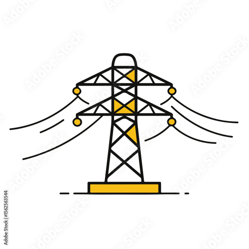 Illustration of an electricity pylon with power lines.