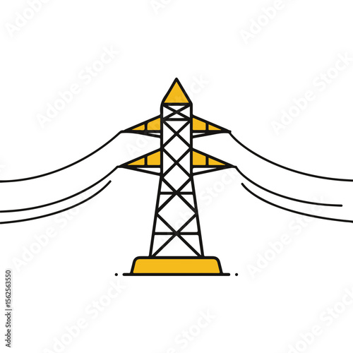 High-voltage power line tower.