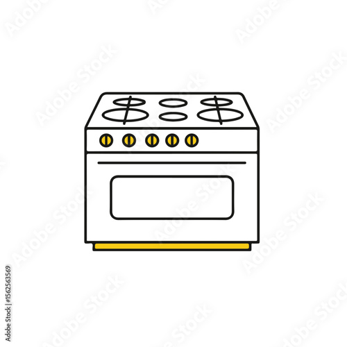 Electric Stove Vector Icon with Multiple Burners and Temperature Control for Modern Cooking Needs  
