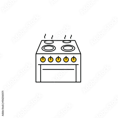 Minimalist Electric Range Vector Icon Showing Baking, Boiling, and Frying Capabilities  