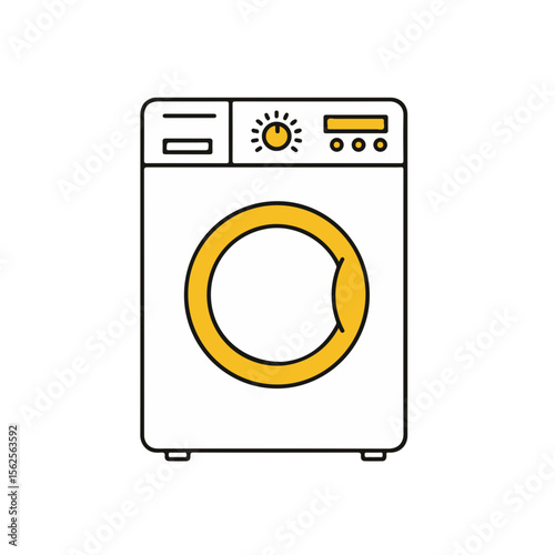 A detailed illustration of a modern washing machine, ideal for use in commercial projects. 