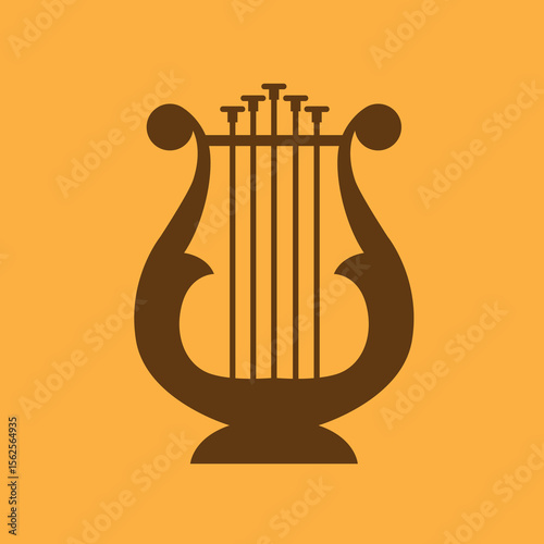 Silhouette style harp musical instrument illustration