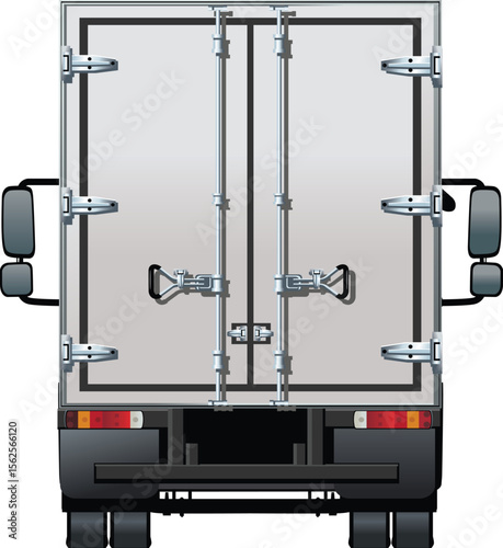 Rear View of Box Truck – Vector Illustration