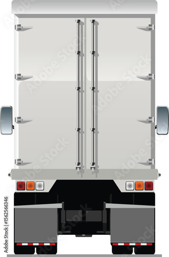 White Cargo Truck Rear View – Commercial Freight Vehicle Backside