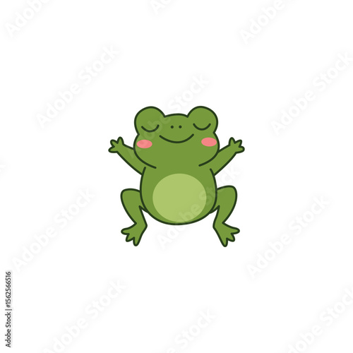 An icon of a cute cartoon frog with a happy expression and outstretched limbs, suggesting excitement, joy, and lively energy.