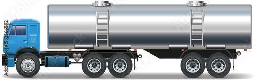 Tanker Truck Side View Vector – Fuel or Liquid Transport Vehicle