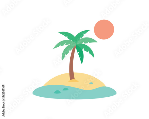 Tropical island paradise with palm trees on a summer beach