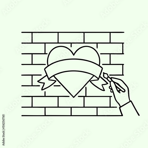 Hepatitis Day Mural Heart and Banner Graffiti Drawing on Brick Wall