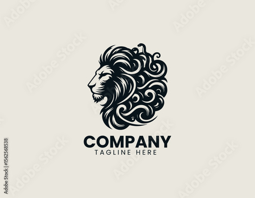 Fierce lion with Medusa serpent hair vector logo illustration showing strength, ancient myth, and fantasy warrior concept