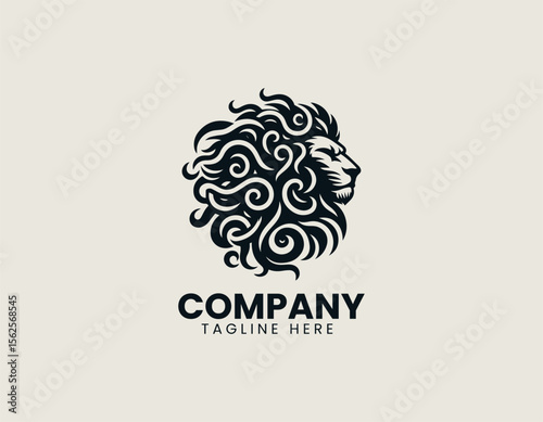 Fierce lion with Medusa serpent hair vector logo illustration showing strength, ancient myth, and fantasy warrior concept