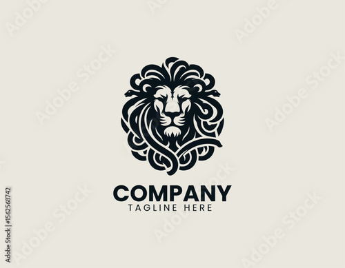 Lion head with Medusa snake hair logo vector illustration representing mythological power and fierce legendary identity design