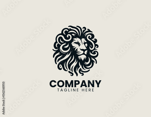 Mythological lion head combined with Medusa snakes in bold vector logo illustration for powerful ancient fantasy identity design