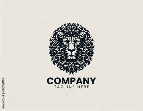 Lion with herbal leaves forming an organic logo vector illustration for natural product and wellness branding identity