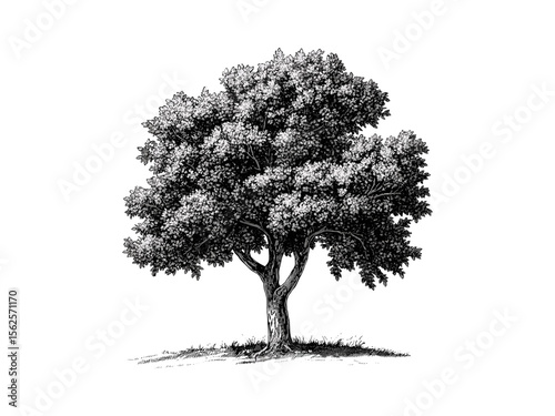 Hand-drawn Ash Tree illustration, vintage engraving, botanical forest art, woodland sketch, ash tree bark, eco-friendly print, black ink sketch, nature decor, rustic tree print