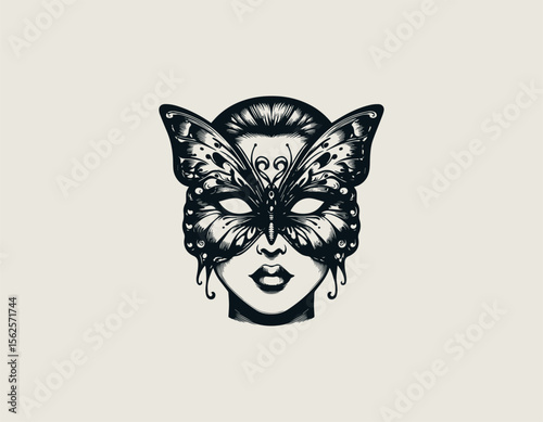 Elegant butterfly woman logo vector illustration symbolizing beauty, transformation, and feminine strength in a graceful style