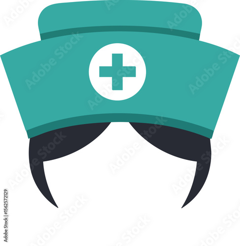 Nurse hat with medical cross simple icon healthcare symbol vector design isolated on white background