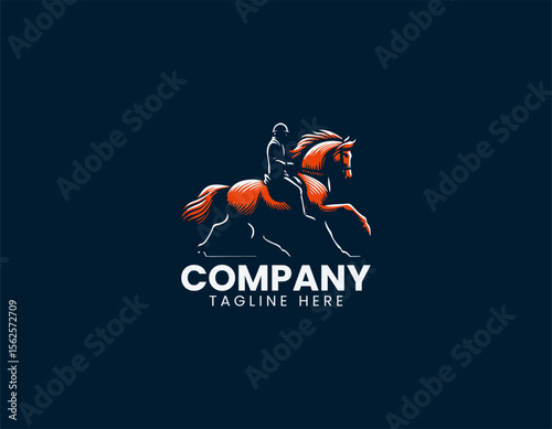 Elegant horse performing dressage movement in silhouette style vector logo illustration for classic equestrian branding