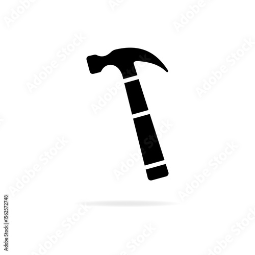 hammer flat vector icon. A straightforward black hammer icon displayed against a white background for easy use in design. 