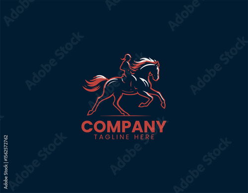 Elegant horse performing dressage movement in silhouette style vector logo illustration for classic equestrian branding