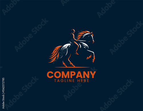 Elegant horse performing dressage movement in silhouette style vector logo illustration for classic equestrian branding