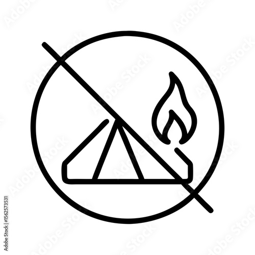 No camping or fire symbol indicating prohibited activities  