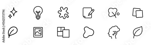 Creative, art outline icon set. drawing, design, inspiration icons outline collection