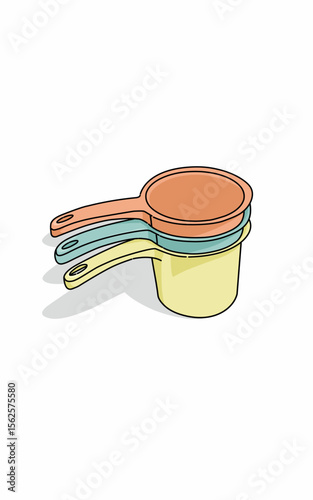 Stack 3 Orange colored bath ladle. Bath object Coloring page
