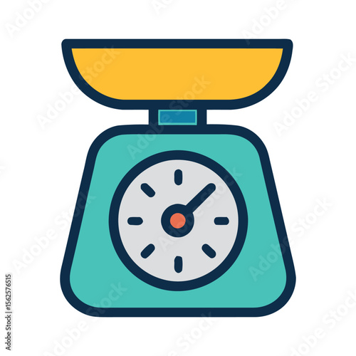 Flat Vector Kitchen Scale Icon – Measuring Tool Illustration