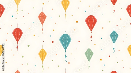 Festa Junina Pattern with Colorful Paper Lantern Balloons – Festival Decoration